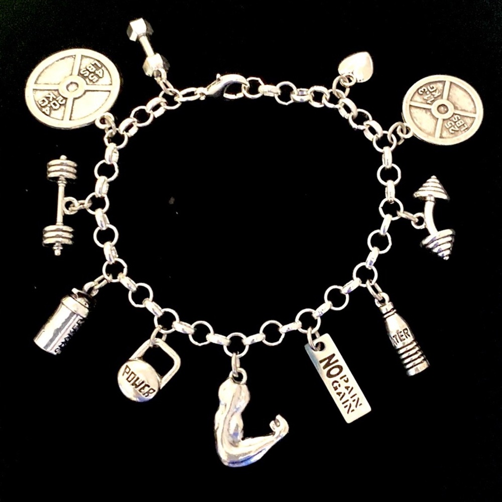 Weightlifting Charm Bracelet Motivation Physical Fitness Bodybuilder Trainer